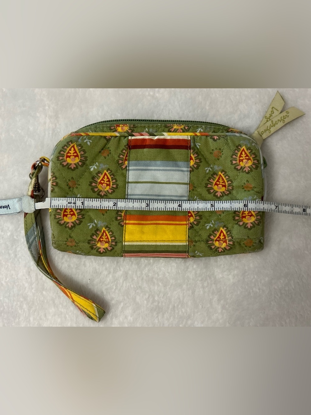 Longaberger Homestead Quilted Wristlet Wallet Green Floral Zip Organizer - Picture 2 of 8